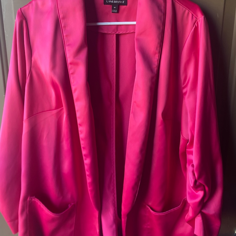 Lane Bryant Hot Pink satin blazer